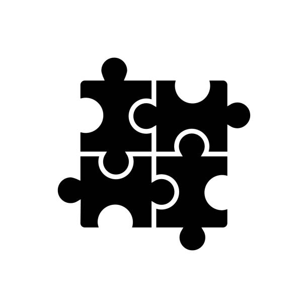puzzle - jigsaw icon, vector illustration, black sign on isolated background puzzle - jigsaw icon, illustration, vector sign on isolated background connection clipart stock illustrations