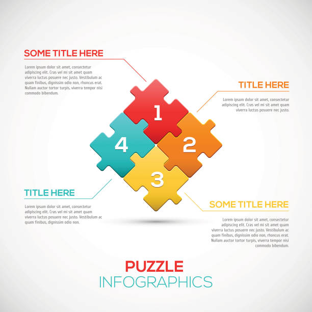 stockillustraties, clipart, cartoons en iconen met puzzle piece 3d infographics business concept vector - twee dieren