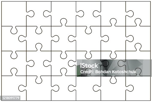istock Puzzle pieces vector illustration isolated on white background 1218091779