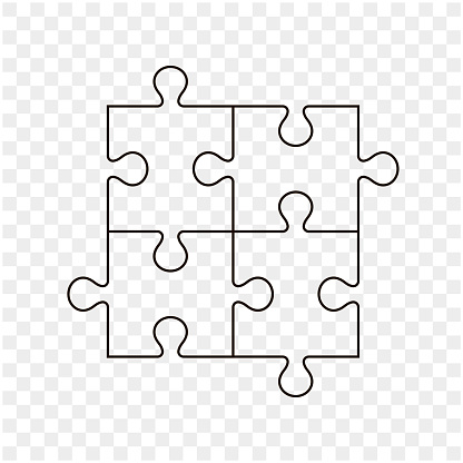Puzzle pieces vector set. Separate puzzle pieces. Editable Stroke.