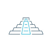 istock Pyramid of the Aztecs in Mexico. World Landmarks - Line Icon. Vector Stock Illustration 1346881781