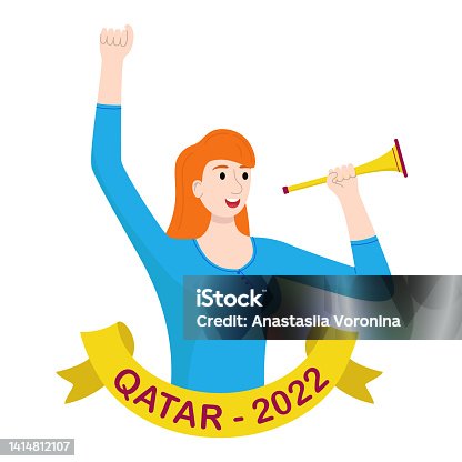istock Qatar soccer fan girl 1414812107