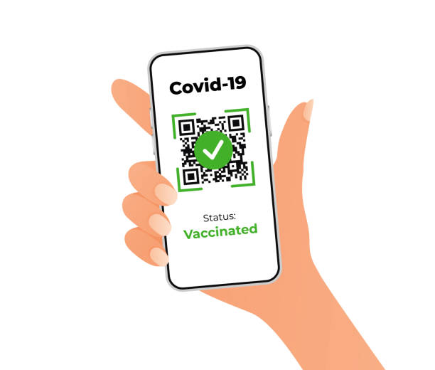 illustrations, cliparts, dessins animés et icônes de vérification du code qr. modèle de passeport vaccin covid19. - pass sanitaire