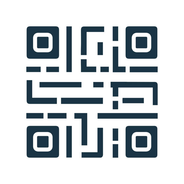 qr-код штрих-код черный значок, цифровые технологии - qr code stock illustrations