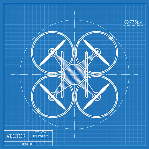 quadrocopter drone vector blueprint icon quadrocopter drone vector blueprint icon drone designs stock illustrations