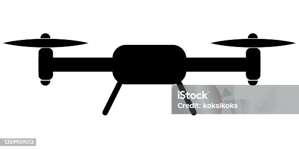 istock Quadrocopter icon, flying drone with propellers stock illustration 1359959513