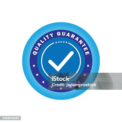 istock Quality guarantee label, round stamp for high quality products 1283616587
