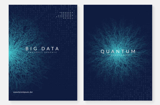 Quantum computing background. Technology for big data, visualiza Quantum computing background. Technology for big data, visualization, artificial intelligence and deep learning. Design template for interface concept. Futuristic quantum computing backdrop. quantum computing stock illustrations