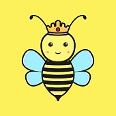 Queen bee mascot cartoon icon vector illustration. Design isolated flat cartoon style