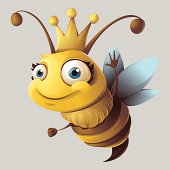 A cartoon queen bee. Download includes illustration with transparent background.