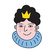 Cartoon woman avatar avatar,simple icon.Doodle style,minimalism.Isolated.Vector Illustration