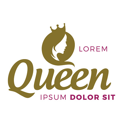 queen logo design with beaty woman symbol