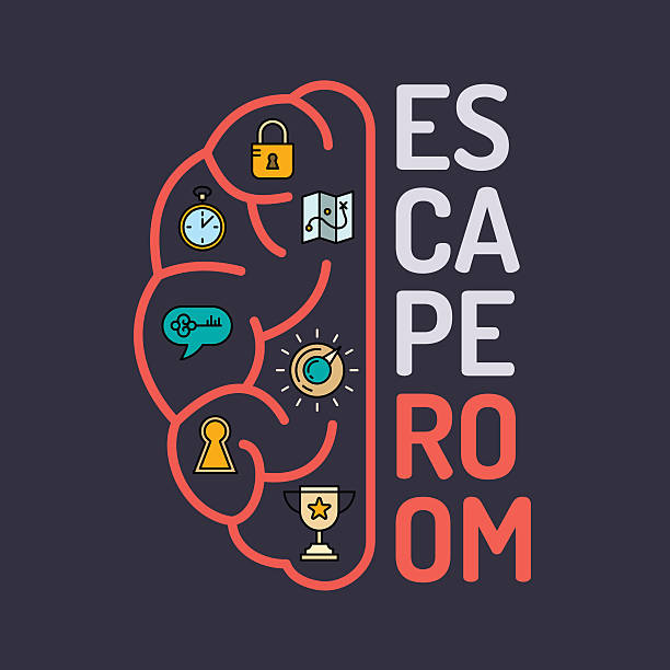 Quest game poster. Real-life room escape and quest game poster. escaping stock illustrations