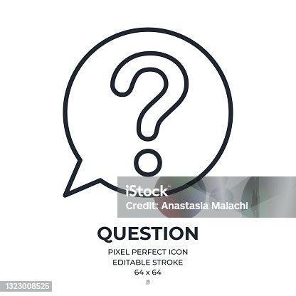 istock Question bubble editable stroke outline icon isolated on white background flat vector illustration. Pixel perfect. 64 x 64. 1323008525