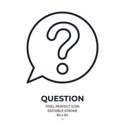 Question bubble editable stroke outline icon isolated on white background flat vector illustration. Pixel perfect. 64 x 64.