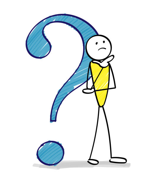 Question mark and people - Hand drawn  questioning face stock illustrations