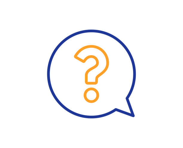 Question mark line icon. Help speech bubble. Vector Question mark line icon. Help speech bubble sign. FAQ symbol. Colorful outline concept. Blue and orange thin line color icon. Question mark Vector questions stock illustrations