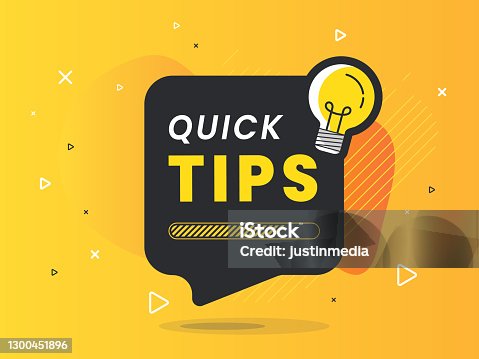 istock Quick Tips badge with light bulb on speech bubble. 1300451896