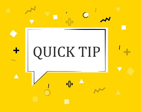 Quick tips icon with light bulb and speech bubble. Trendy flat vector on a yellow background. Vector illustration. vector
