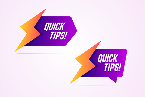 Quick tips icons with lightning, bolt sign. Vector illustration in modern gradient style. vector