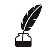 istock Quill and Ink Glyph Icon 1305157671
