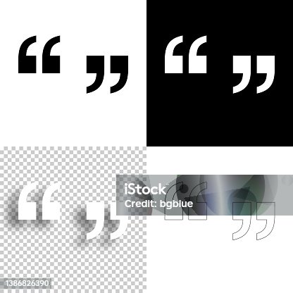 istock Quotation marks. Icon for design. Blank, white and black backgrounds - Line icon 1386826390