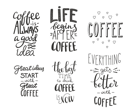 Quote coffee vector typography set
