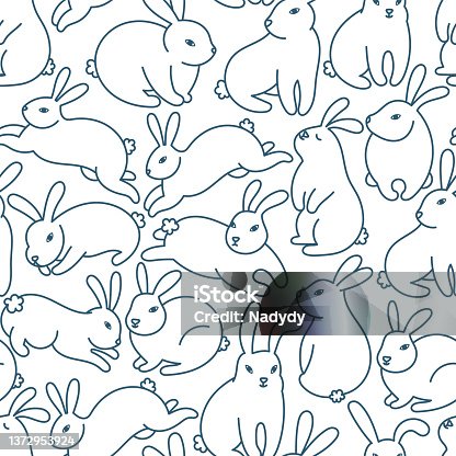 istock Rabbit seamless pattern. Simple bunny seamless background 1372953924