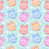 istock Rabbit with cute bunny seamless pattern 1339053091