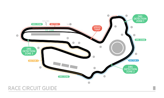 Race circuit guide has a top view. The track isolated on white background. Vector illustration.
