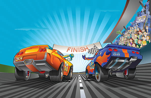 racing car kampf - lustige autos stock-grafiken, -clipart, -cartoons und -symbole