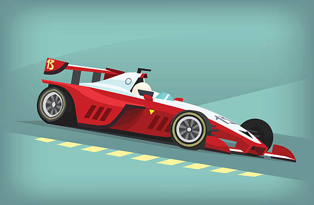 Racing car Red and white fast motor racing bolide racecar stock illustrations