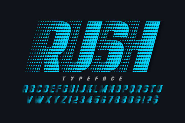 Racing display font design, alphabet, letters and numbers Racing display font design, alphabet, typeface, letters and numbers. Swatch color control speed stock illustrations
