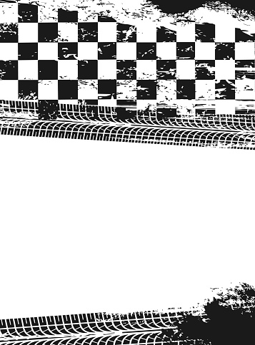 Racing sport grunge background flag and tire track