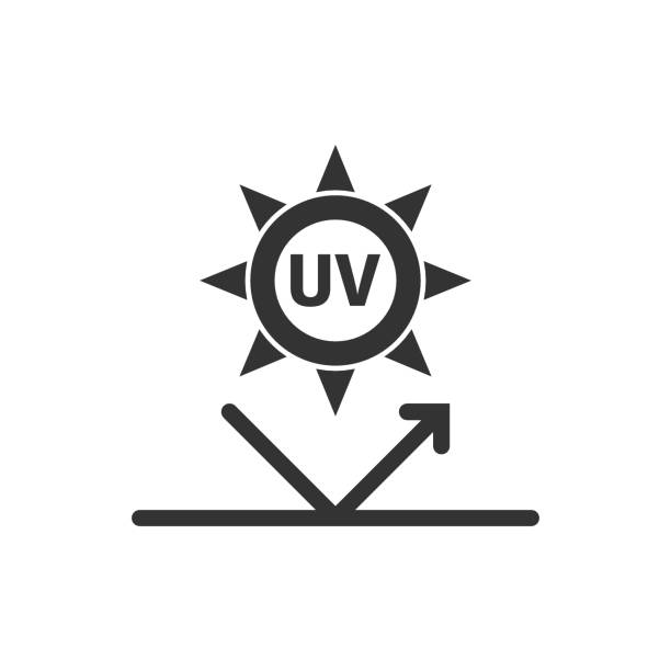 UV radiation icon in flat style. Ultraviolet vector illustration on white isolated background. Solar protection business concept. UV radiation icon in flat style. Ultraviolet vector illustration on white isolated background. Solar protection business concept. ultraviolet light stock illustrations
