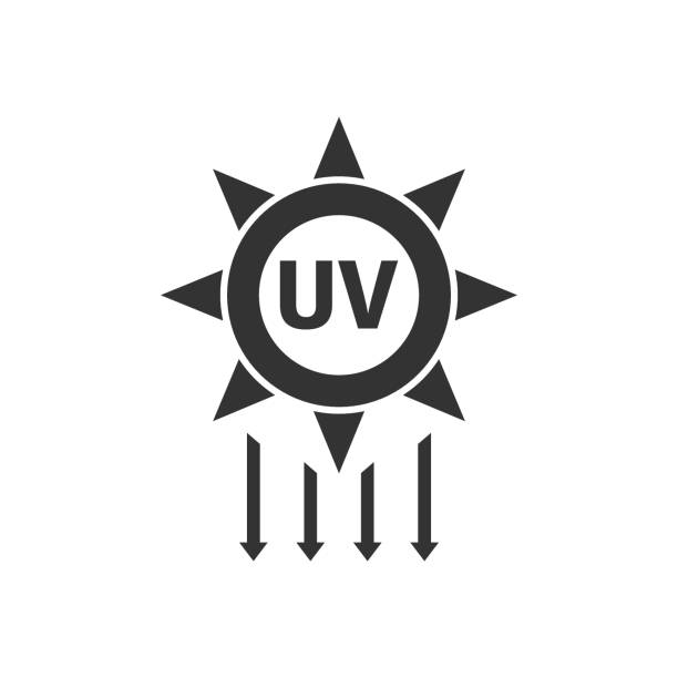 UV radiation icon in flat style. Ultraviolet vector illustration on white isolated background. Solar protection business concept. UV radiation icon in flat style. Ultraviolet vector illustration on white isolated background. Solar protection business concept. ultraviolet light stock illustrations