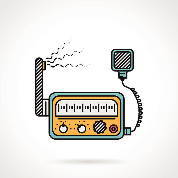 Radio device flat color vector icon Flat color design vector icon for radio transceiver VHF on white background. ham radio stock illustrations