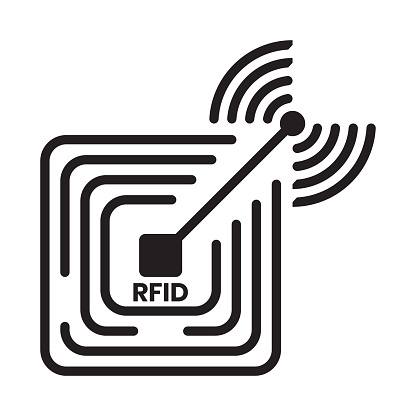 radio frequency identification or RFID technology long distance reader icon