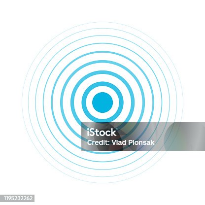 istock Radio signal. Blue rings. Sound wave. Circles. 1195232262