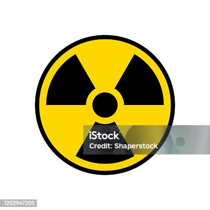 istock Radioactive warning yellow circle sign. Radioactivity warning vector symbol 1202947205