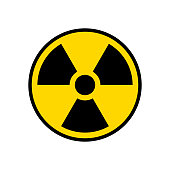 istock Radioactive warning yellow circle sign. Radioactivity warning vector symbol 1202947205