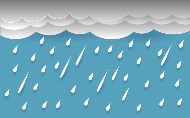 비와 구름, 벡터 디자인 - 비 stock illustrations