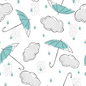 istock Rain and umbrellas.Vector pattern 1201606228