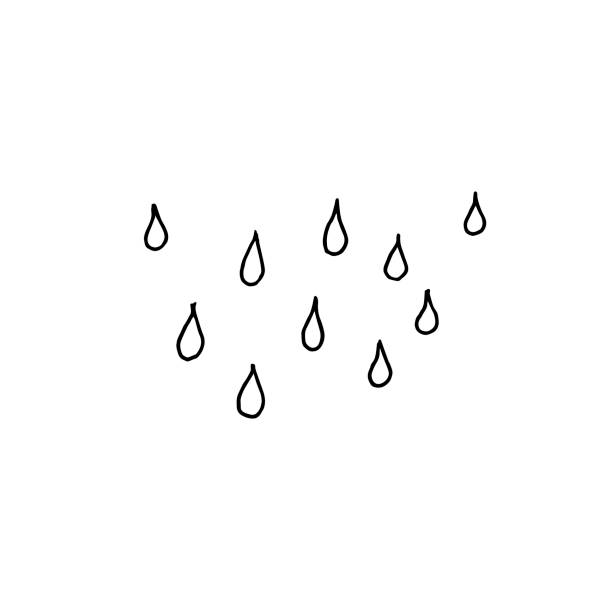 Rain drops. Monochrome sketch, hand drawing. Black outline on white background. Vector illustration Drops of rain falling down from the sky. Sketch, hand drawing. Black outline on white background. Vector illustration teardrop stock illustrations