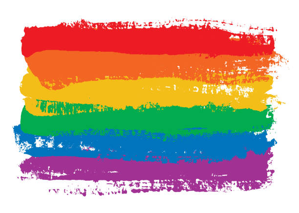 彩虹旗刷筆觸 - 隔離在白色 - 同性戀自豪標誌 幅插畫檔、美工圖案、卡通及圖標