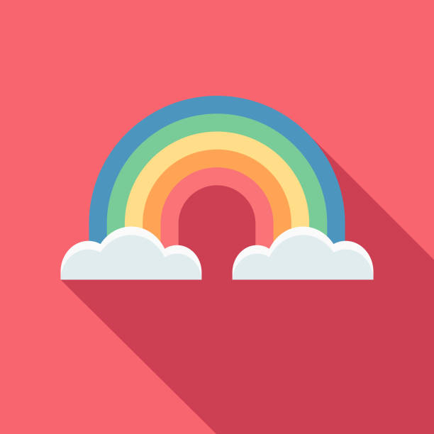 Rainbow Flat Design Easter Icon with Side Shadow  easter sunday stock illustrations