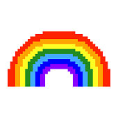 istock Rainbow icon. Beautiful bright pixel drawing. Vector graphic illustration. Front view. Isolated object on a white background. Isolate. 1360335175