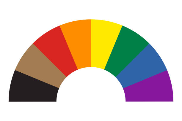 tęczowa ikona z kolorami w stylu sektorowym. czarne i brązowe paski - progress pride flag stock illustrations