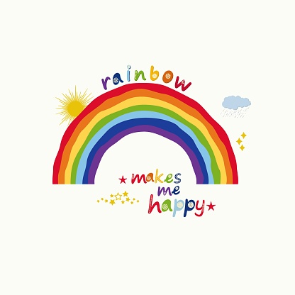 Rainbow Makes Me Happy Vector Illustration Colorful Hand Drawn Cute Card  Stock Illustration - Download Image Now - iStock