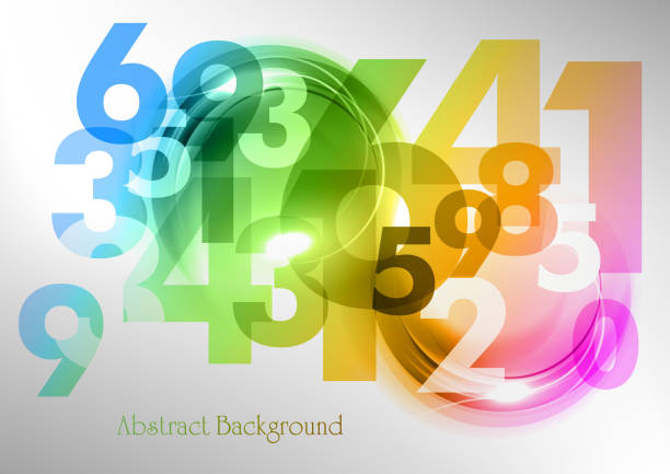 rainbow numbers vector art illustration